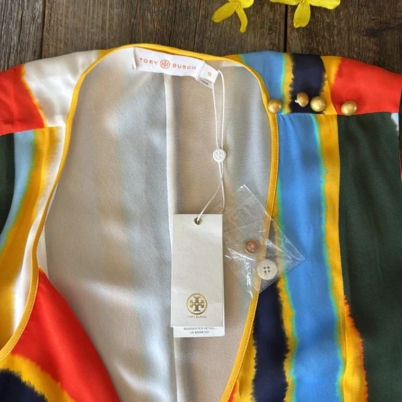 Tory Burch Colourful Striped Sleeveless Bettina Dress Size 12 - Picture 2 of 16